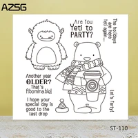 azsg cartoon cute scarf bear wild man clear stampsseals for diy scrapbookingcard makingalbum decorative silicone stamp crafts