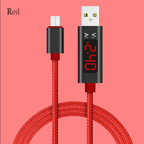 Red-Micro-USB Светодиодный кабель USB с цифровым дисплеем type C Micro usb кабель для xiaomi huawei samsung Быстрая зарядка USB C кабель для мобильного телефона - Color: Red-Micro-USB