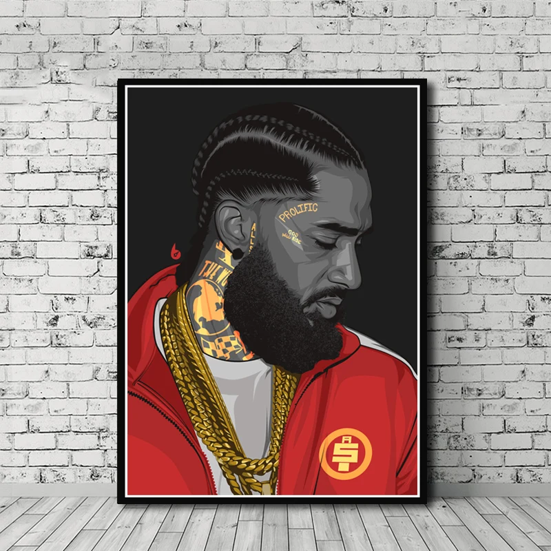 Плакатный принт Nipsey Hussle J Cole 2Pac Tupac Rapper поп-звезды картина в стиле комикса настенные художественные картинки для гостиной домашний декор - Цвет: Светло-зеленый