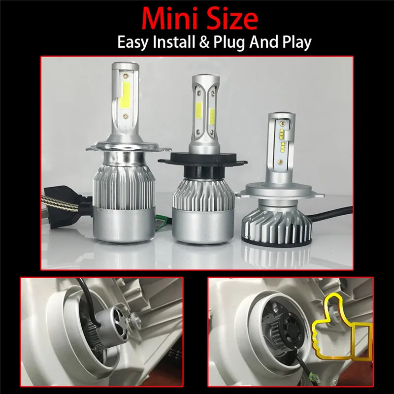 Uttril Canbus H4 H7 LED 4300K 5000K 6500K H1 H3 H8 H9 H11 9005 HB3 9006 HB4 мини Автомобильные фары 60 Вт 12000LM Авто Противо-Туманная фара 12V