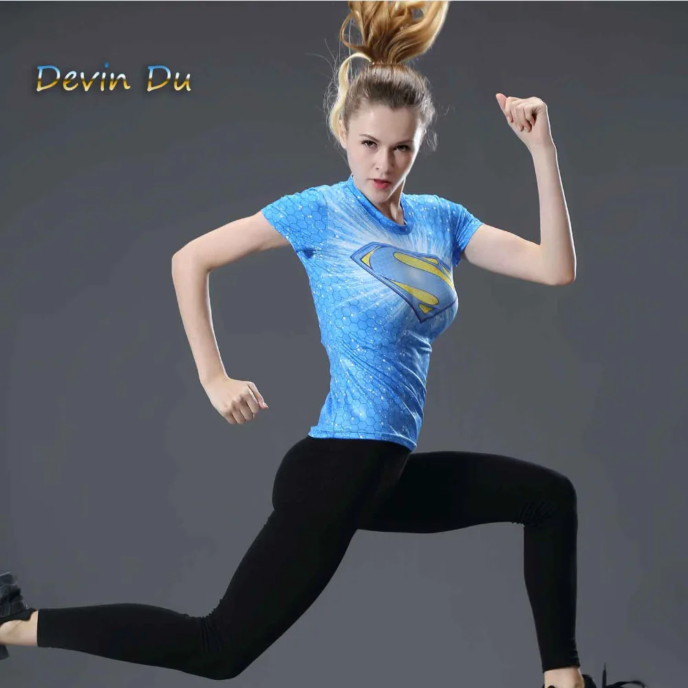 Женские быстросохнущие дышащие футболки Superhero для фитнеса топы женщин Camisetas Mujer|tee