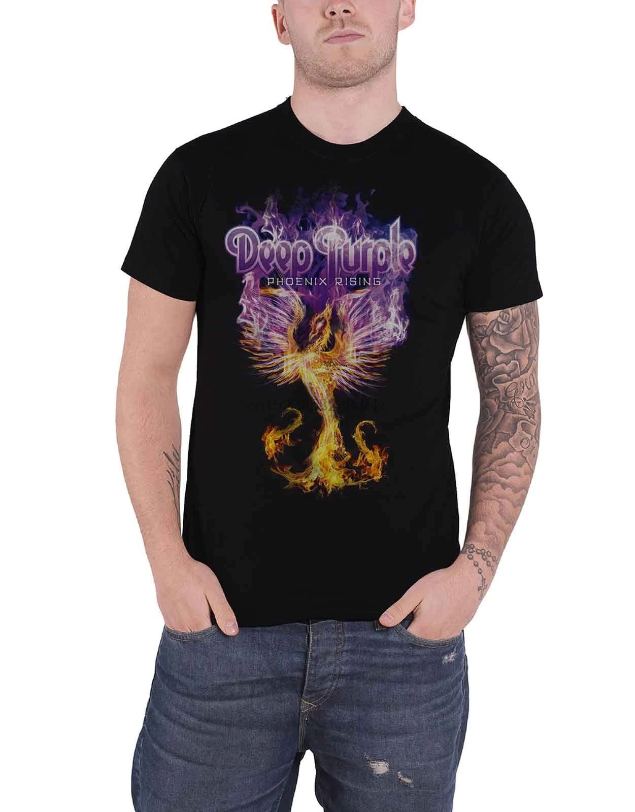 Темно фиолетовая футболка Феникс Rising Band Logo Мужская черная (2)|Мужские футболки| |