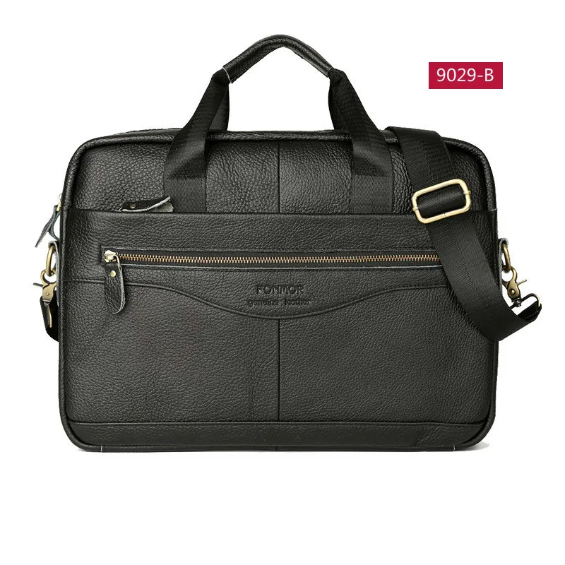 9029-B-black OYIXINGER деловые мужские портфели из натуральной кожи, мужская сумка, повседневная мужская сумка, мужская сумка-мессенджер, сумка для ноутбука, мужские сумки на плечо - Цвет: 9029-B-black