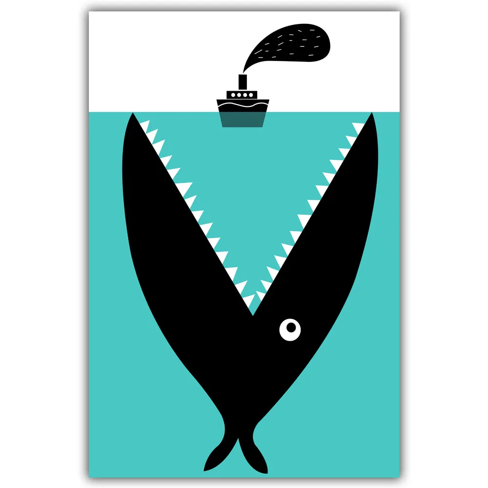 Современная простая Скандинавская картина A4 с изображением рыбы лодки морской