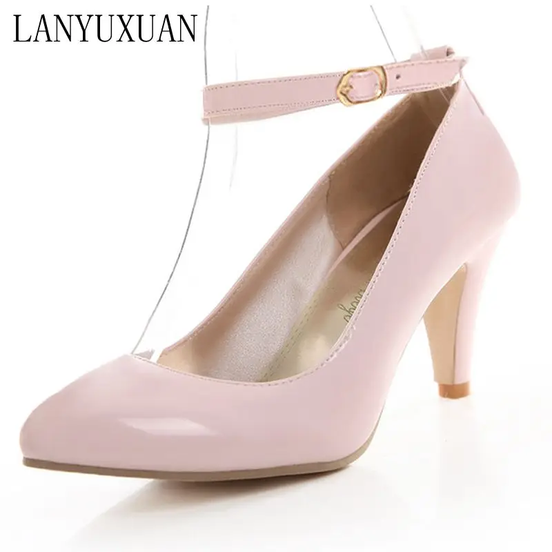 Новые Zapatos Mujer модные натуральная кожа пряжки розовый Женские туфли-лодочки на