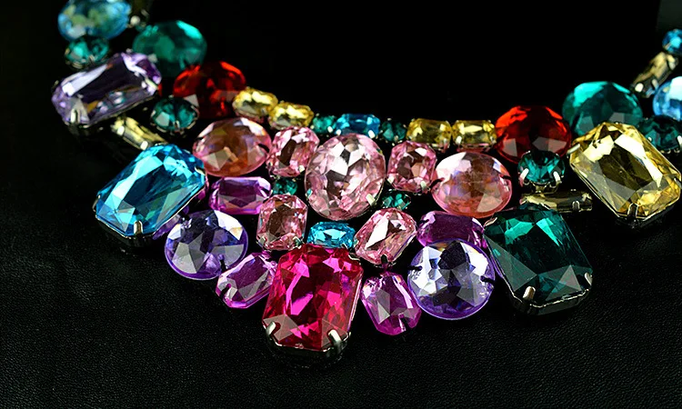 Женское винтажное ожерелье многоцветное колье с кристаллами | Украшения и