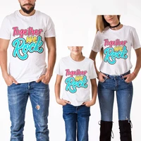 rock printed t shirts 100 cotton short sleeve tees family clothes father mommy and son daddy daughter matching mom dad clothing