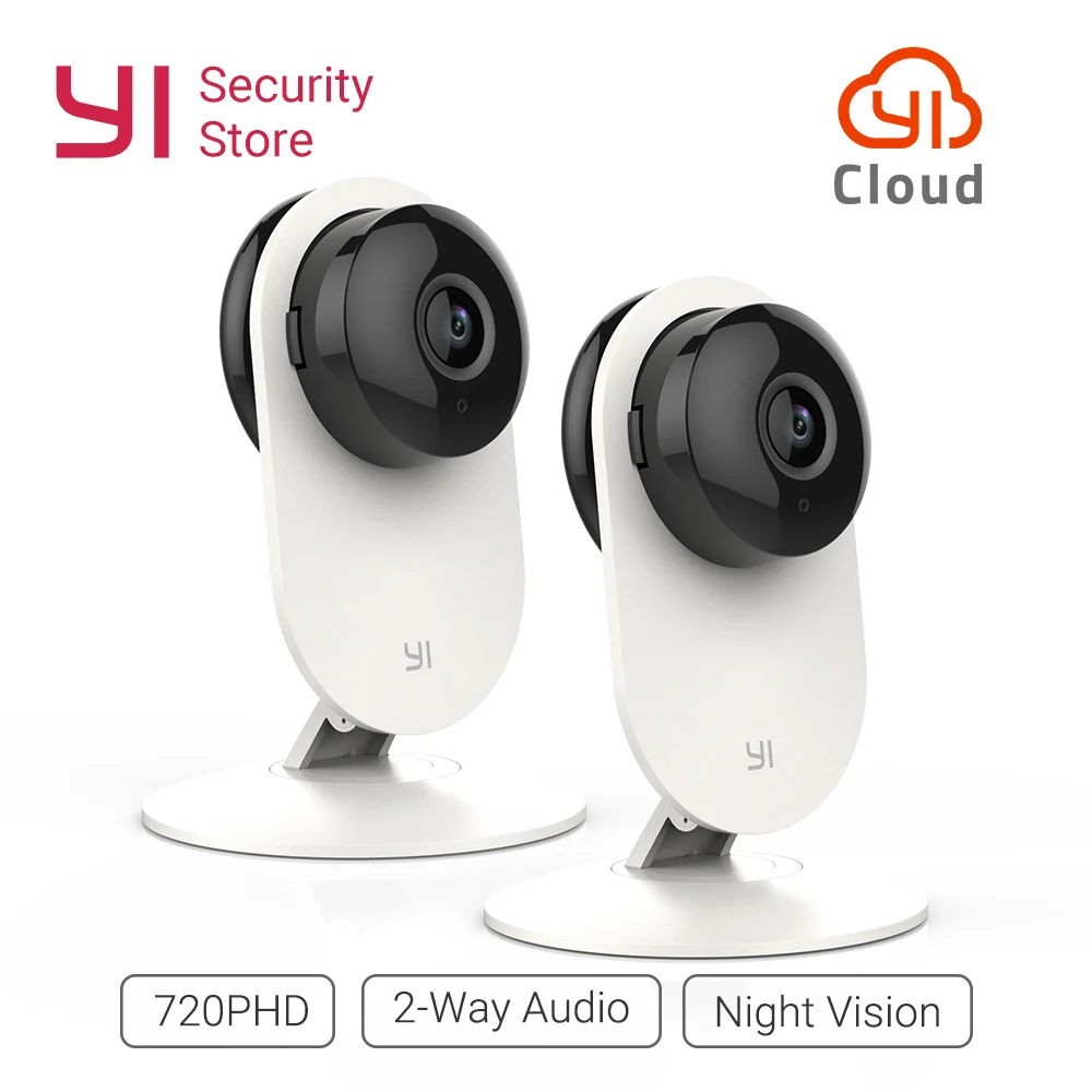 Домашняя камера YI Home Camera 720p 2PCS Pack 111° широкоугольный объектив Двухсторонняя
