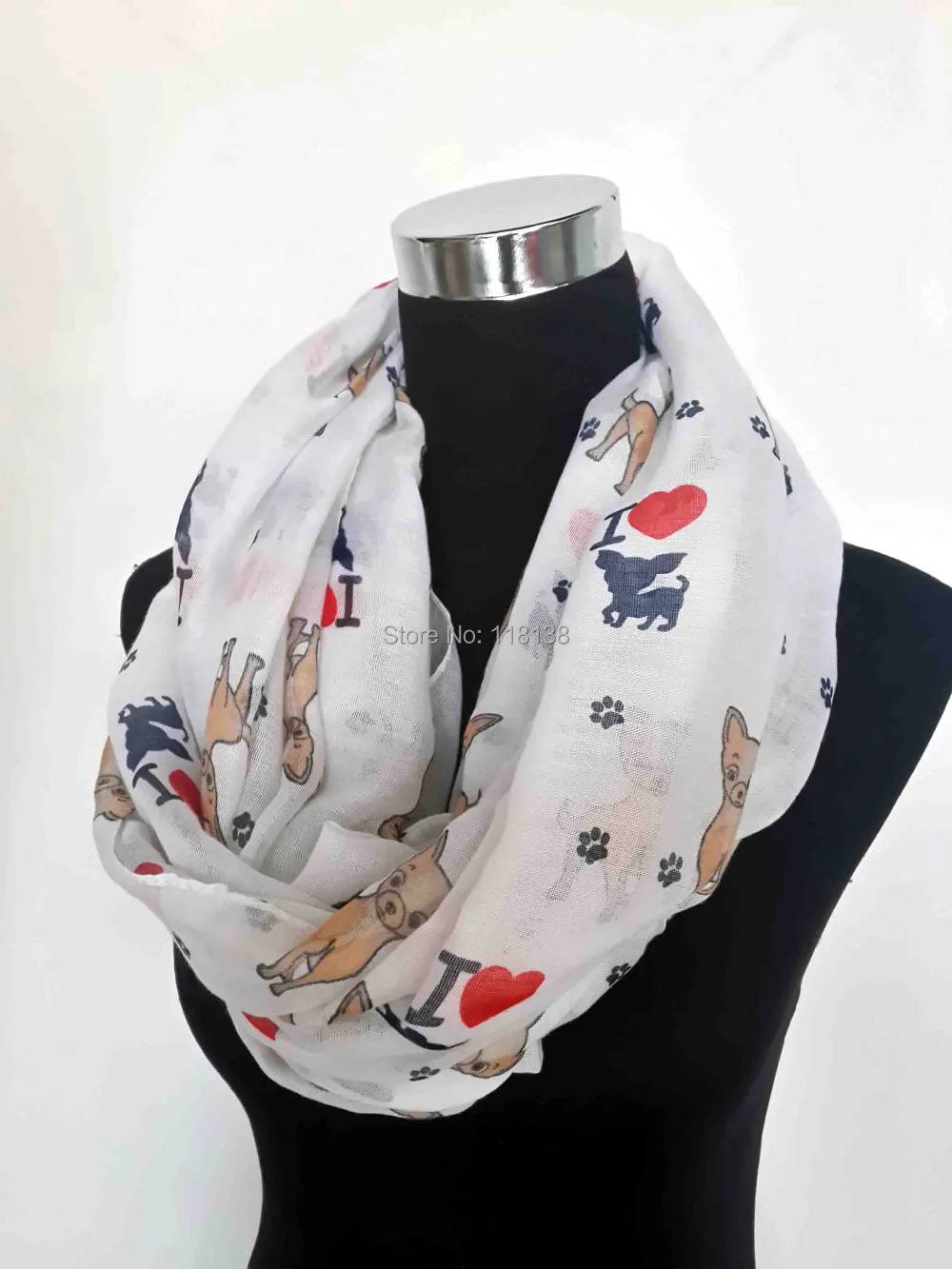 Женский шарф с принтом Чихуахуа I Love Infinity Loop подарок для любителей собак|gifts for years