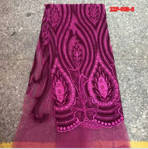 Royal blue velvet suede lace with tulle fabric in 5yards high quality new arrival best selling Mar-12-2018 | Дом и сад
