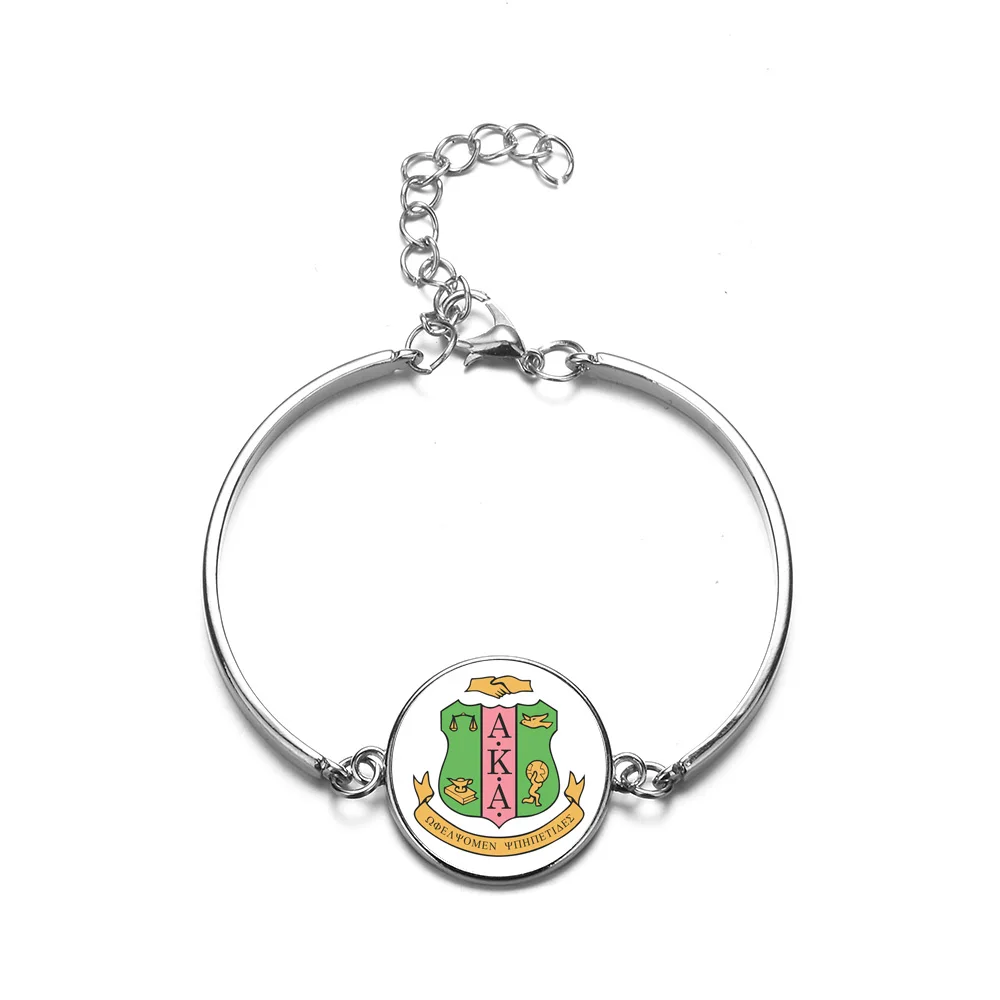 SONGDA Charm AKA Art стеклянный кабошон браслет с подвеской греческое братство Альфа Каппа Альфа модные ювелирные изделия 9 стиль на выбор - Окраска металла: Style 4