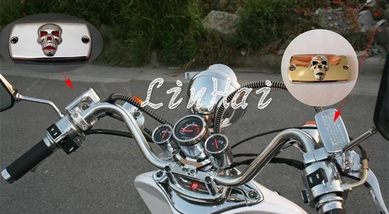 Хромированная черная крышка тормозной жидкости с черепом Подходит для Honda Shadow VTX