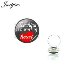 jweijiao snap button ring adjustable size glass teaching is a work of heart image cabochon rings diy teachers gift ct680