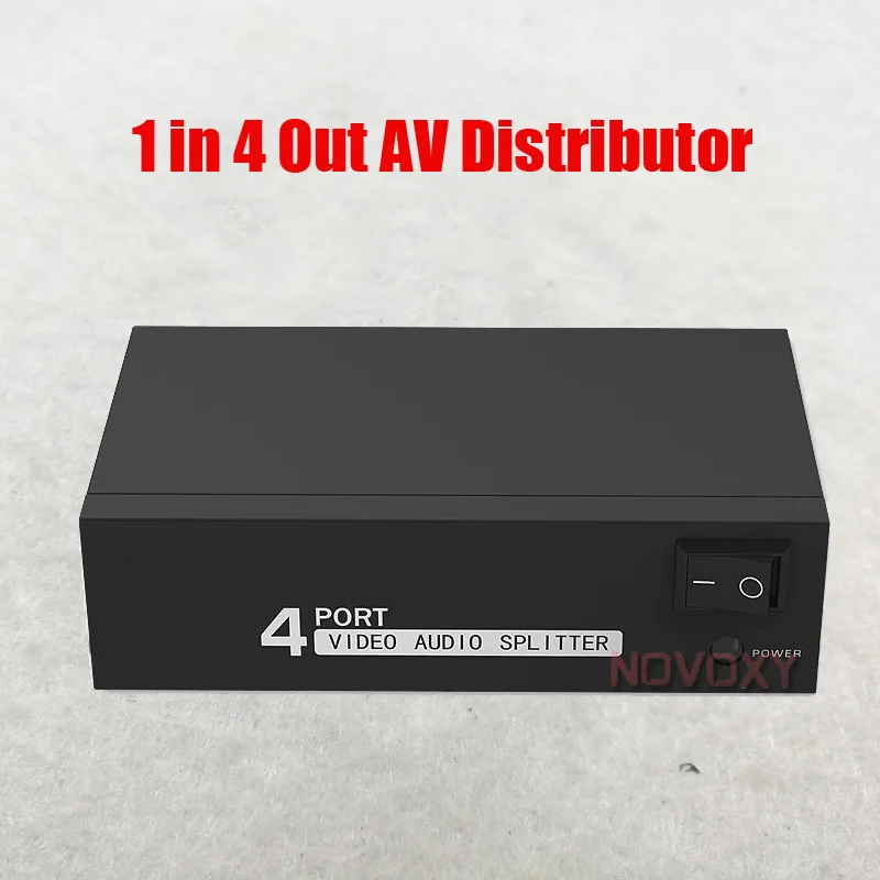Free Shipping AV Splitter DVD HDTV RCA Video Box 1 to 4 out 3 Distributor in Audio Adapter |