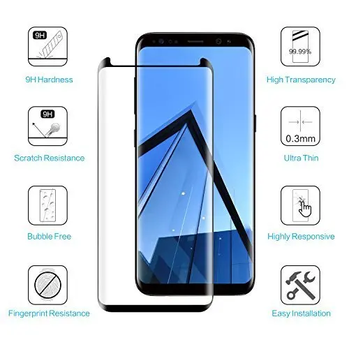 Maxannty Bulletproof 3D HD Curved Tempered Glass Screen Protector For Samsung Galaxy S8 9H Hardness Anti-Scratch Fingerprint | Мобильные