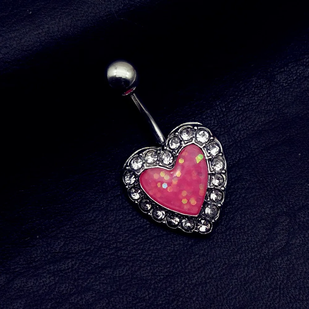 

1pcs 2019 Hot sale luxury Belly Button Fashion Surgical Steel Imitation opal ball Dangle Belly Navel Piercing Ring free shipping