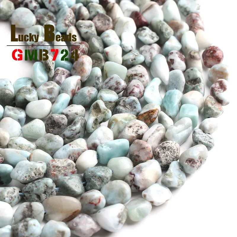 6-8mm Irregular Shape Natural Genuine Larimar Stone Beads for Jewelry Making 15inches DIY Bracelet | Украшения и аксессуары