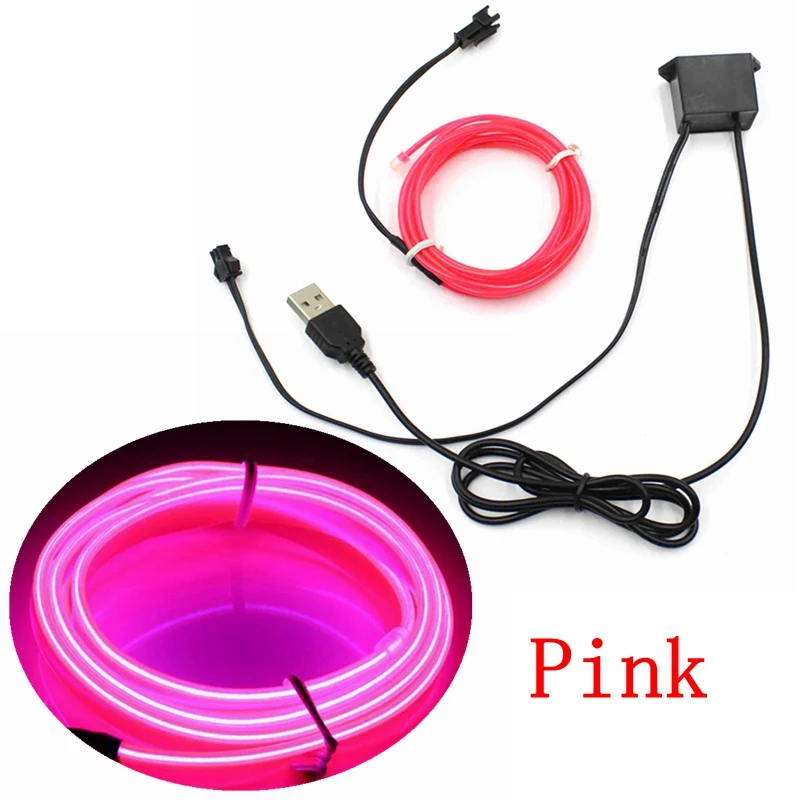 Pink 1/2/3/5/10 м EL провода с выходом 5V USB контроллер неоновый светильник светодиодный светильник гибкий с пересекающимися мигающими звездами светящаяся веревка провода Водонепроницаемый Светодиодные ленты - Испускаемый цвет: Pink