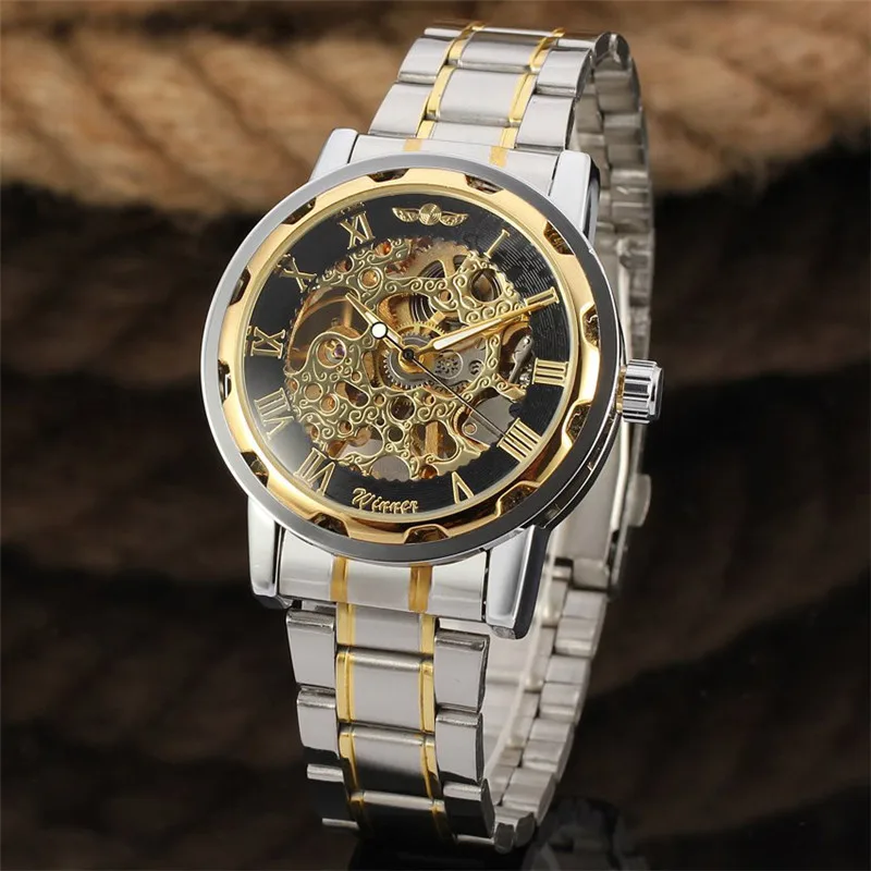 Механические Мужские наручные часы WINNER Hand Wind военные спортивные мужские