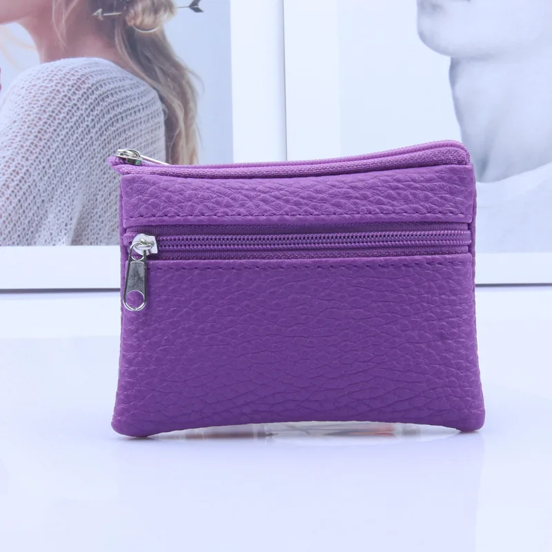 Light Purple Маленький кошелек BLEVOLO из искусственной кожи, мягкие однотонные Кошельки для монет, модные кошельки унисекс на молнии, многофункциональная сумка для хранения карт и монет - Цвет: Light Purple