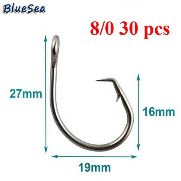 BlueSea 39960 8/0-14/0 30 шт./упак. рыболовные крючки из нержавеющей стали с круглым тунцом большая игра рыболовные крючки - Цвет: 8 0 30pcs