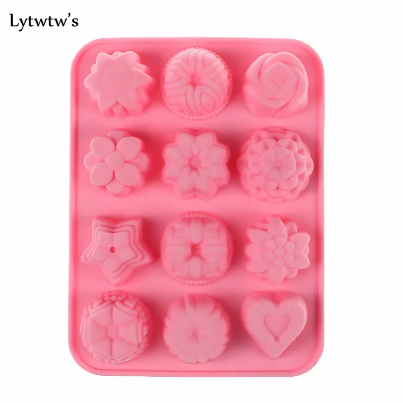 1 шт. силиконовая форма Lytwtw's для выпечки с 12 отверстиями|muffin cases|silicone moldcake silicone