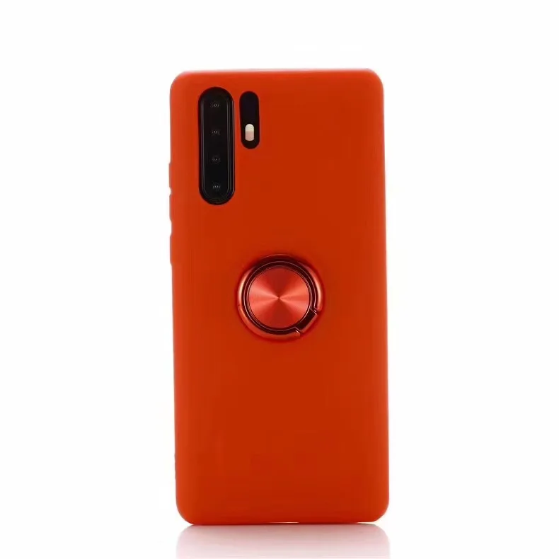 Красный Жидкий силиконовый чехол s для huawei P20 Lite P30 Pro Honor 10 Lite 7A mate 20 Y7 Prime Nova 3e чехол с подставкой и кольцом - Цвет: Красный