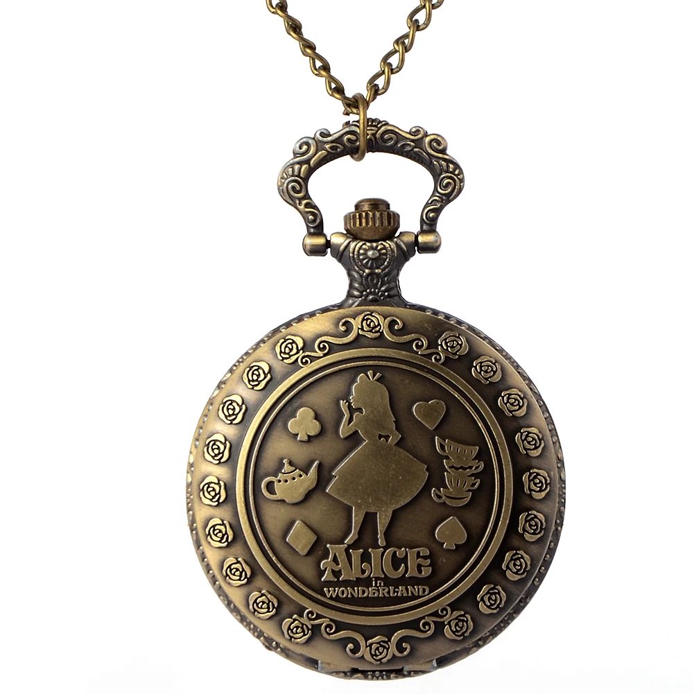 Винтажные медные карманные часы бронзовое ожерелье кварцевые Fob женское - Фото №1