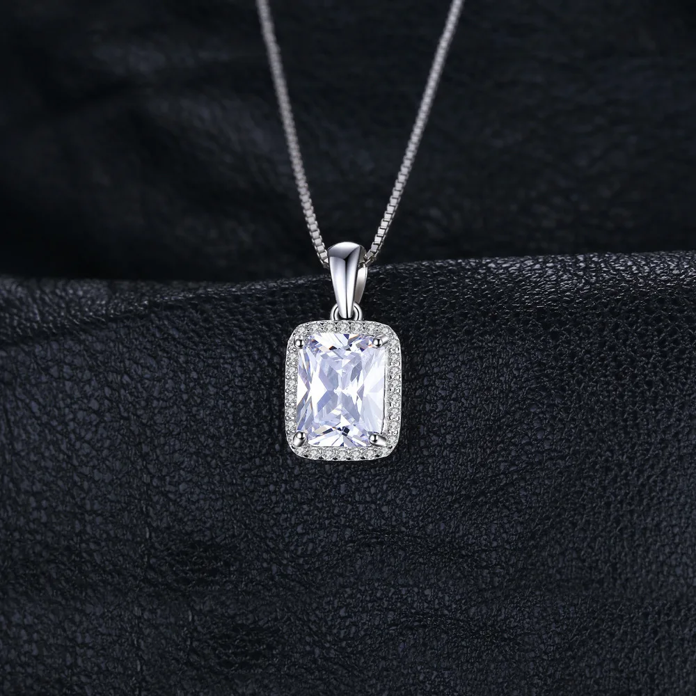 Jewelrypalace классический 2.7ct прямоугольник Обручение Свадебные Halo кулон Цепочки и