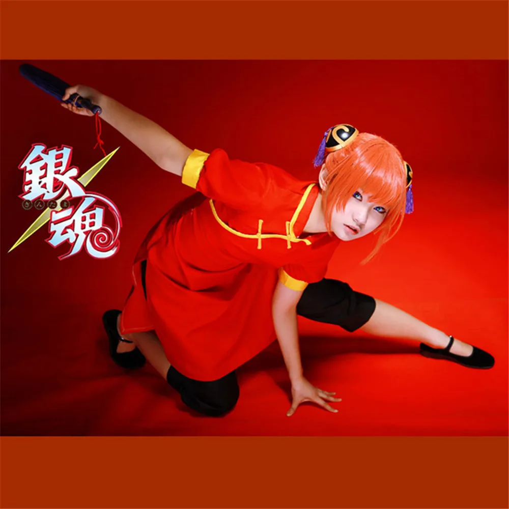 Gintama Kagura Cosplay Costume Cheongsam China Traditional Womne Dress and Pants | Тематическая одежда и униформа