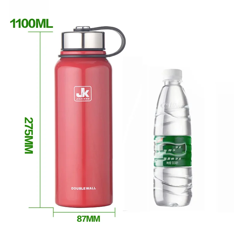 1100ml Red 600/800/1100/1500ml термос с двойной стенкой Нержавеющая сталь вакуумная фляга-термосом для бутылочки для Бутылки для воды спортивный шейкер кружка - Цвет: 1100ml Red