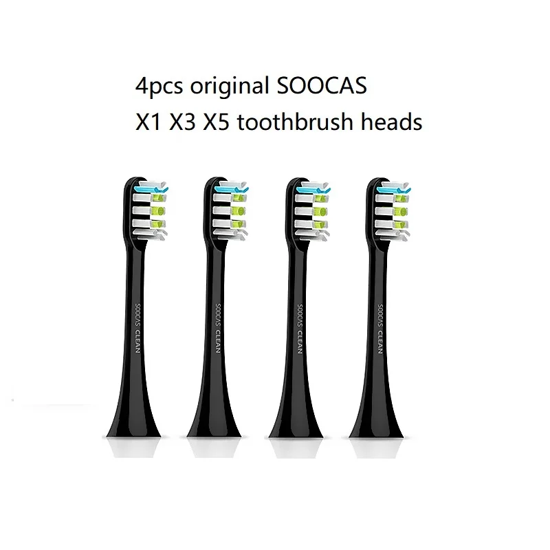 4pcs black Soocas X3 X1 X5 насадки для зубных щеток для Xiaomi Mijia X3 насадка для зубной щетки оригинальная звуковая электрическая сменная насадка для зубной щетки s 2 шт - Цвет: 4pcs black