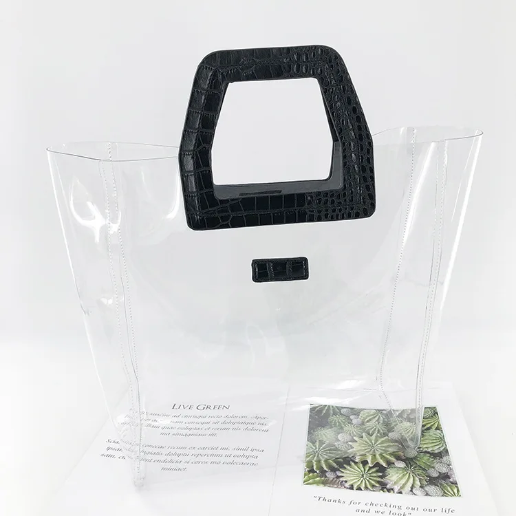 

Женская сумка из крокодиловой кожи, роскошная вместительная прозрачная сумочка из ПВХ, квадратной формы без подкладки, Женский саквояж для ...
