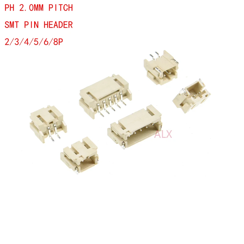20pcs PH2.0 SMD SMT RIGHT ANGLE connector 2.0MM PITCH 2MM MALE pin header 2P/3P/4P/5P/6P/8P/ FOR PCB BOARD LED strip | Обустройство