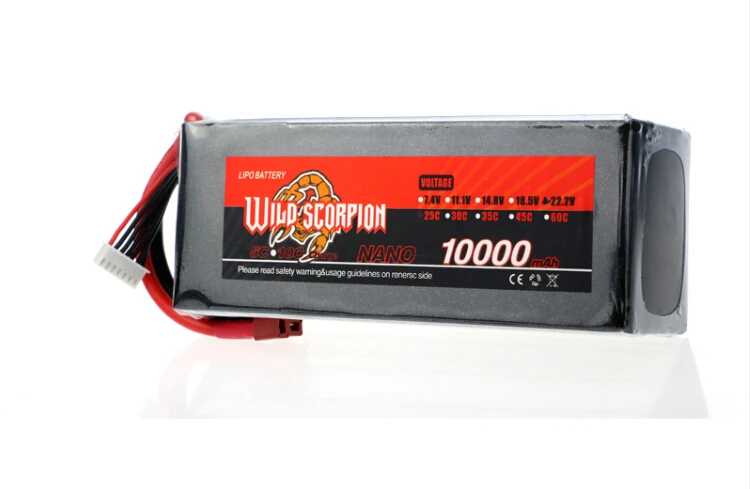 1 шт. Lipo батарея Wild Scorpion 22 2 v 10000mah 25c 40c 6S1P 300A непрерывная разрядка для