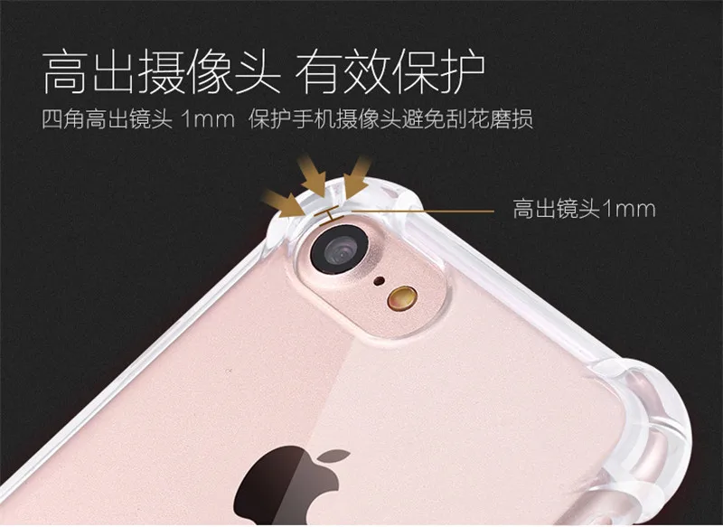 Soft Silicone Shockproof Clear TPU Phone Cover Case For iPhone X 6 7 6S 8 Plus Anti-Knock Transparen XS MAX XR |