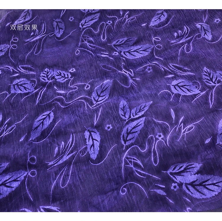 New Super Beautiful Flocking Crepe Yarn Immortal Purple Stereo Embossed Flower Halo-dyed Fold Fabric for Chi | Дом и сад