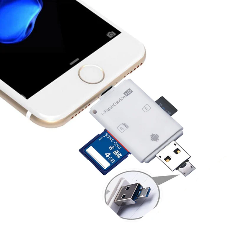 Устройство для чтения Micro USB OTG 3 в 1 устройство карт SD SDHC TF SD-карт iPhone x xs pro 11 8 6 7 plus/ipad
