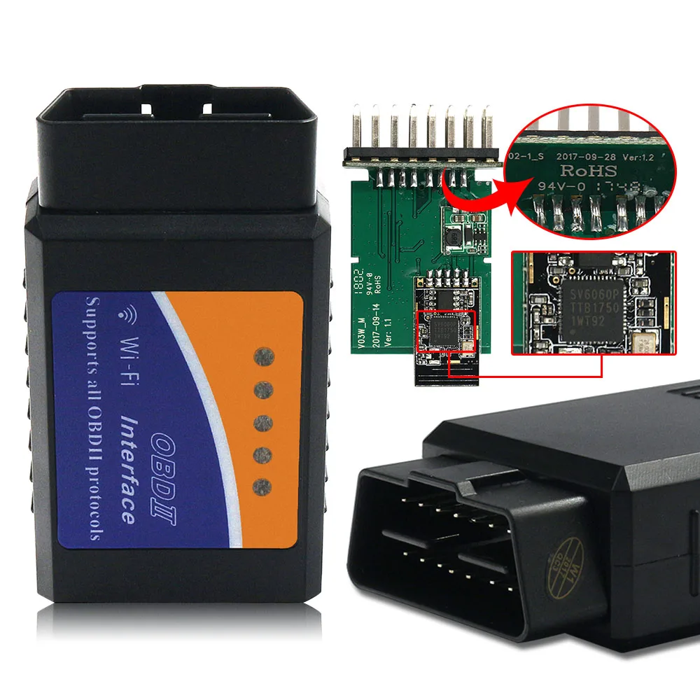 Новейшиe WiFi ELM327 V1.5 Авто диагностический сканер ELM 327 Wi Fi OBD2 читатель кода PIC18F25K80 чип