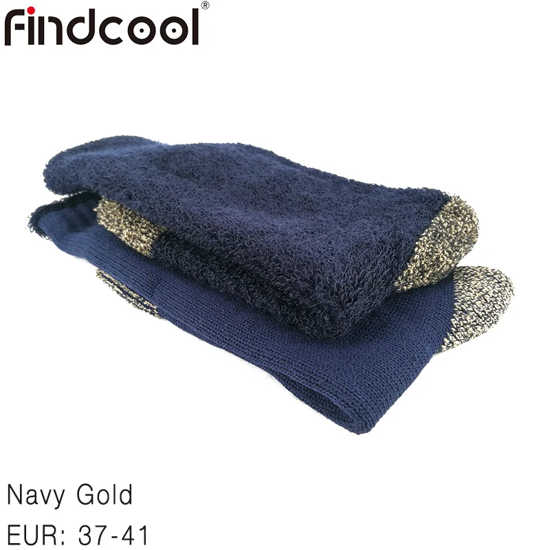 Navy EUR 37-41 FINDCOOL, шерсть мериноса, плотные теплые носки, носки для велоспорта, носки для верховой езды, мужские, женские, для спорта на открытом воздухе, носки для бега, велосипеда - Цвет: Navy EUR 37-41