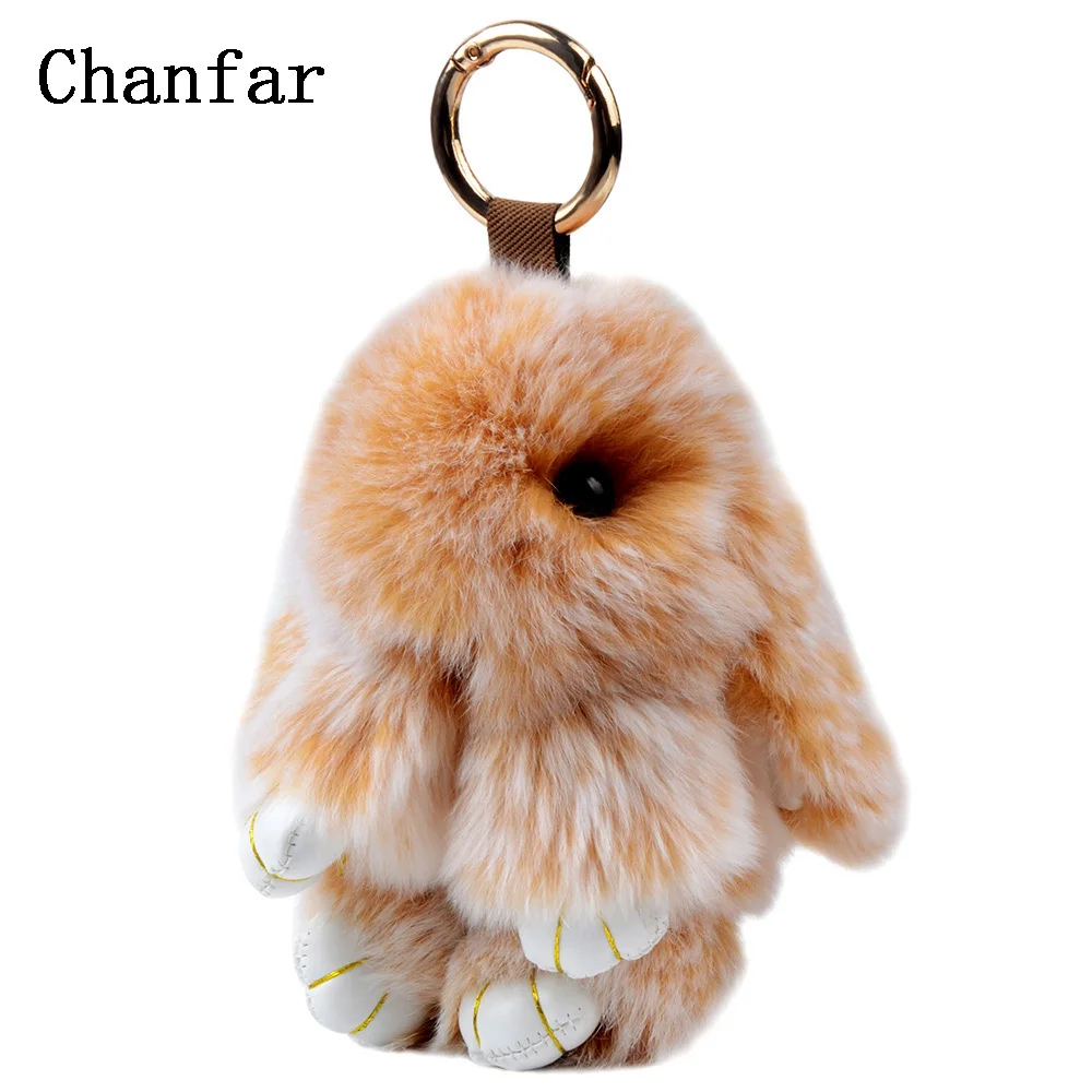 Chanfar Bunny брелок настоящий кроличий мех помпон брелок для женщин подвеска автомобиля подвеска брелки ювелирные изделия