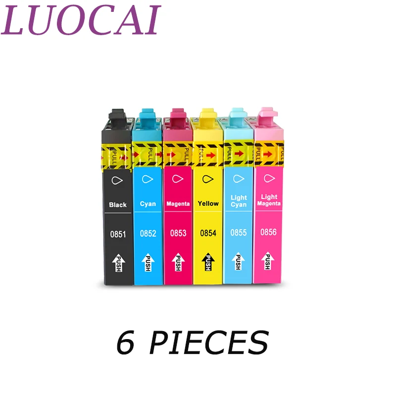 6X LuoCai Ink Cartridges Compatible For Epson Stylus 73N T0851N T0852N T0853N T0854N T0855N T0856N 1390 T60 R330 Printer