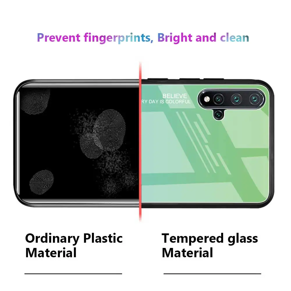 Gradient Tempered Glass Phone Case For Huawei Nova 5 5i 4E 3E 4 3 3i P20 Lite Y9 Y5 Y6 Y7 Prime Pro 2019 2018 Protective Cover | Мобильные