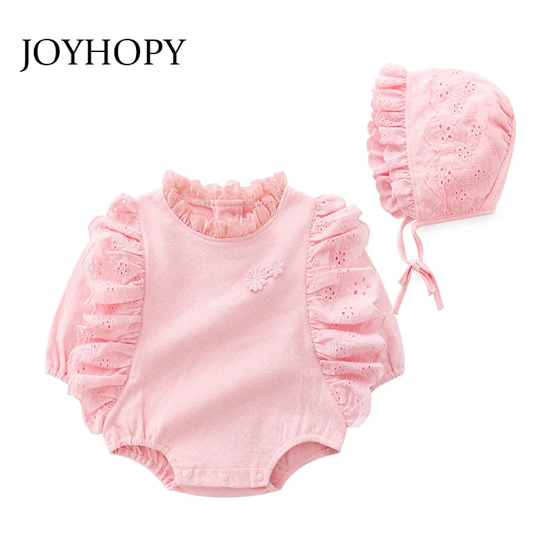 

Spring Summer Baby Bodysuits with Hat Toddler Infant Newborn Baby Girls Clothes Outfits Jumpsuit Lace Baby Girl Clothes