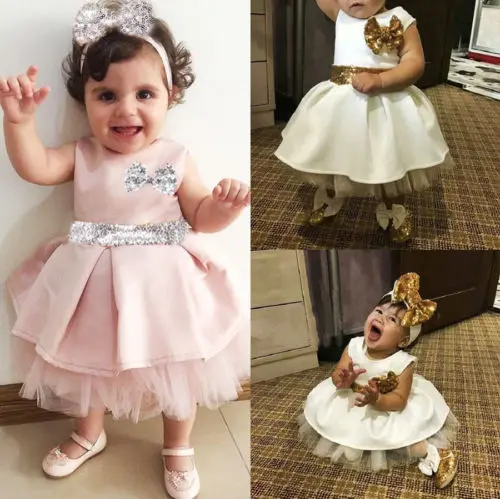 Детское платье для девочек лето 2018 платья маленьких бант с пайетками бальное без