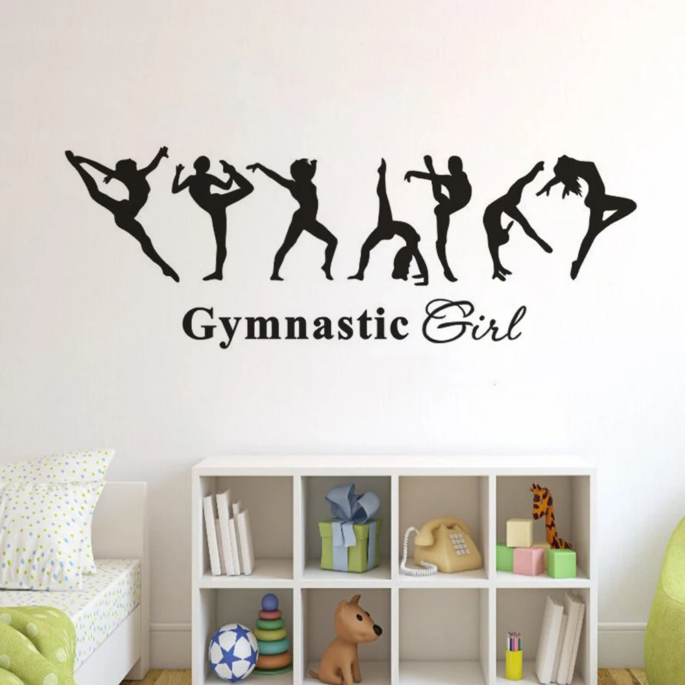 

Removable Vinyl Wall Decal Gymnastics Girl Wall Sticker Kids Room Decor Ballet Dancer Wallpaper Gymnastics Wall Poster AY1699