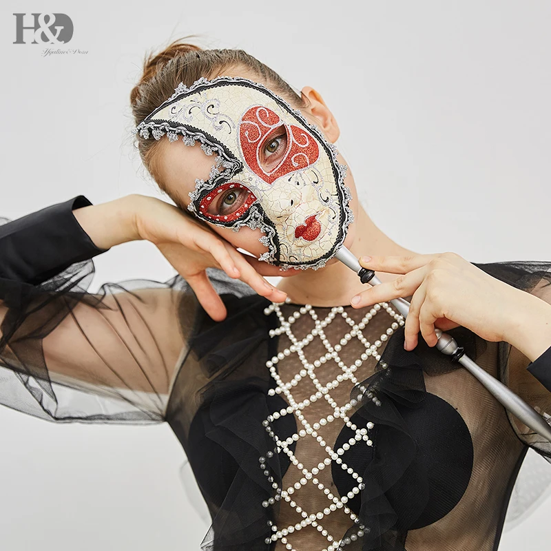 H&ampD 2pcs Couple's Venetian Masquerade Mask Musical Carnival Mardi Gras Ball Costume Halloween/Christmas Wedding Party Favors | Дом и