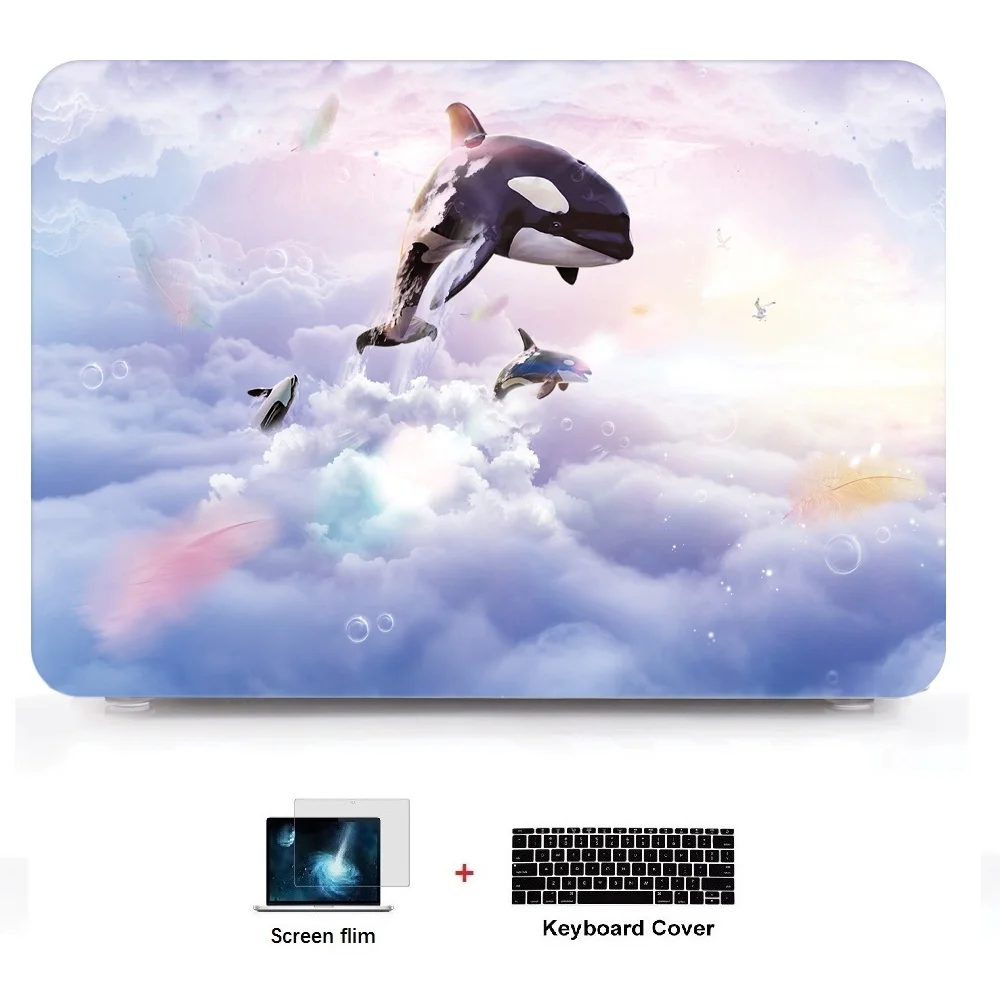 Пластиковый чехол для ноутбука жесткий + крышка клавиатуры пленка экрана Apple Macbook