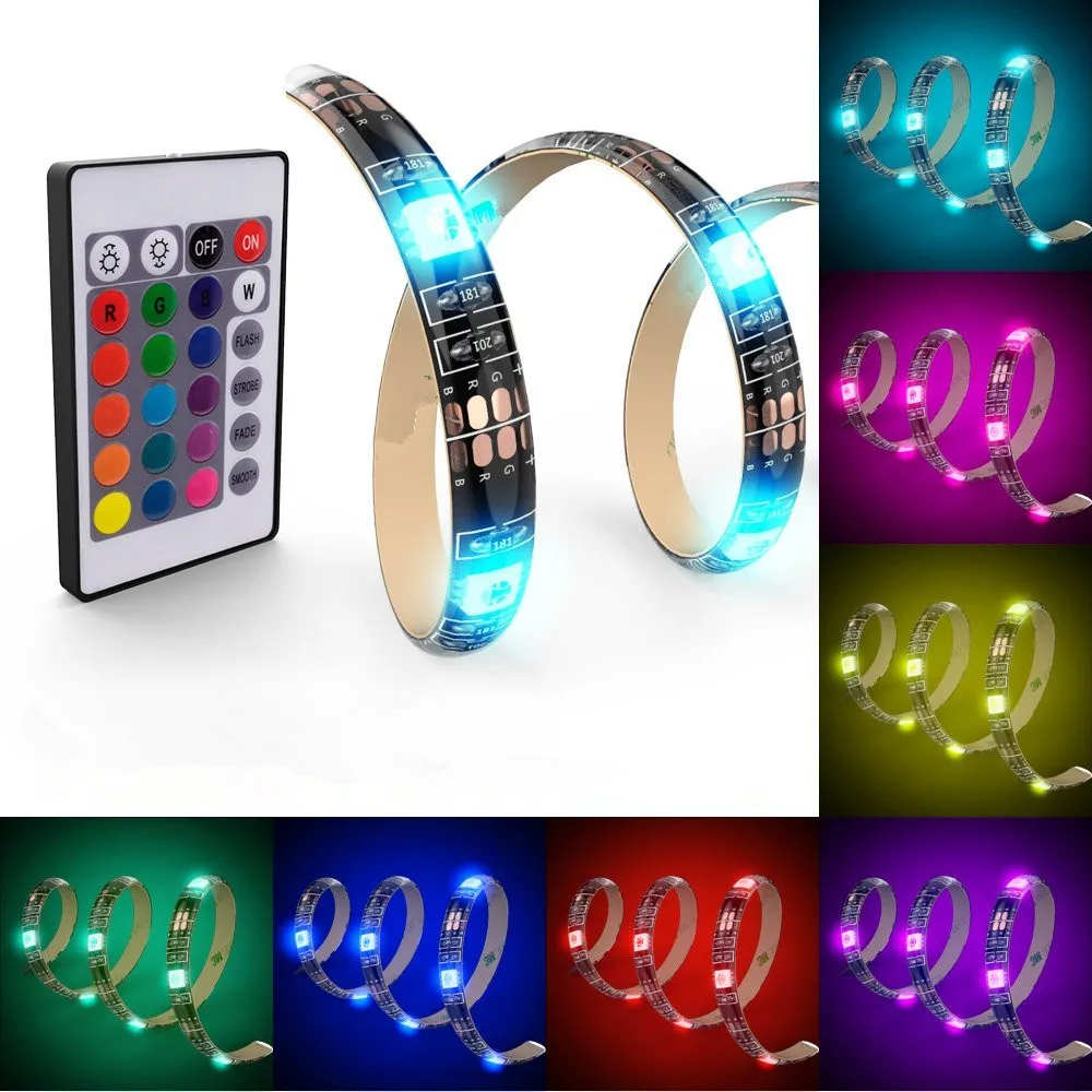 5 в RGB LED 5050 полосы света ТВ ПОДСВЕТКА полоса 60 светодиодов USB Водонепроницаемый