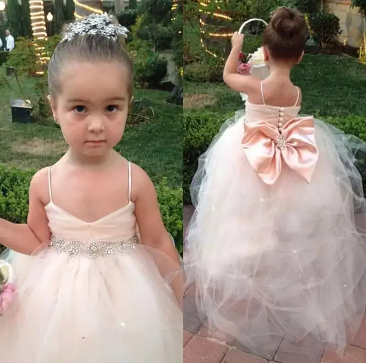 

Girls Pageant Gowns Formal Wear Puffy Tulle Princess Flower Girl Dress for Wedding White Ivory Champagne